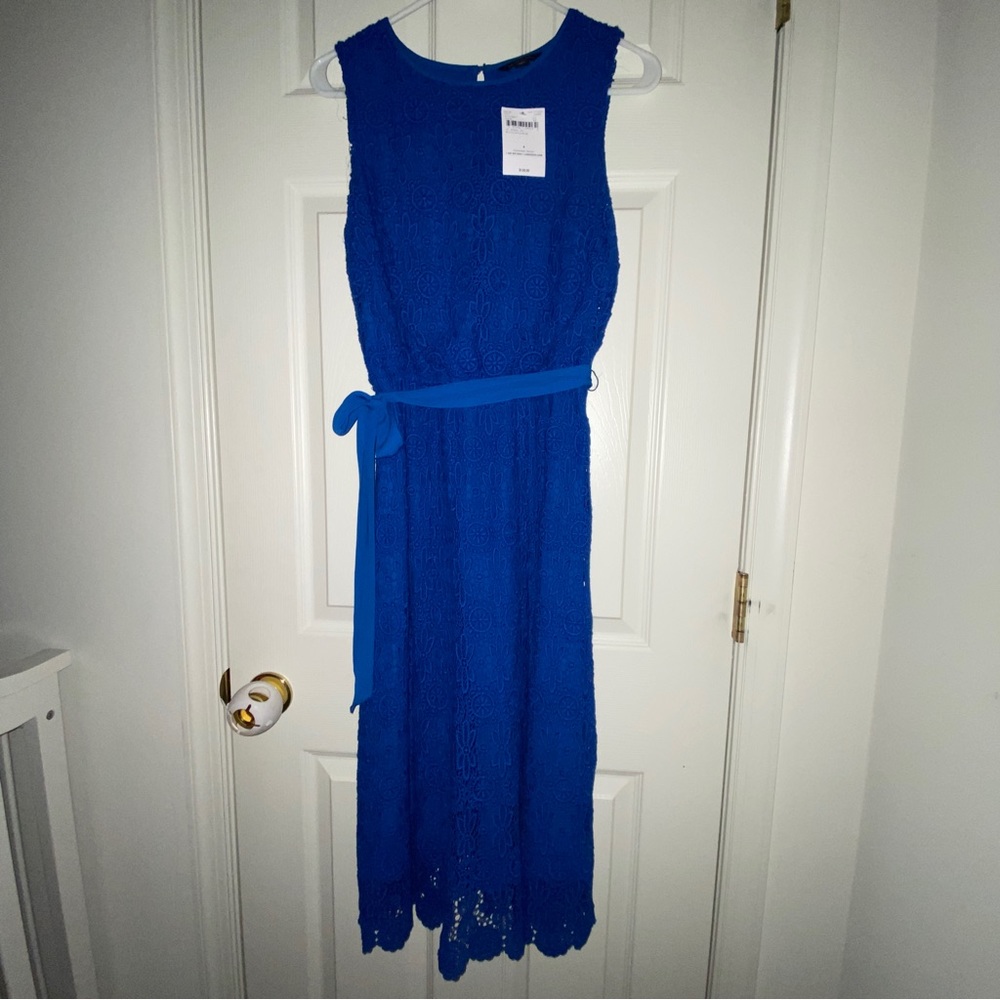 NEW Lands’ End Women’s Sleeveless Lace Column Dress (Rich Cobalt - 4)